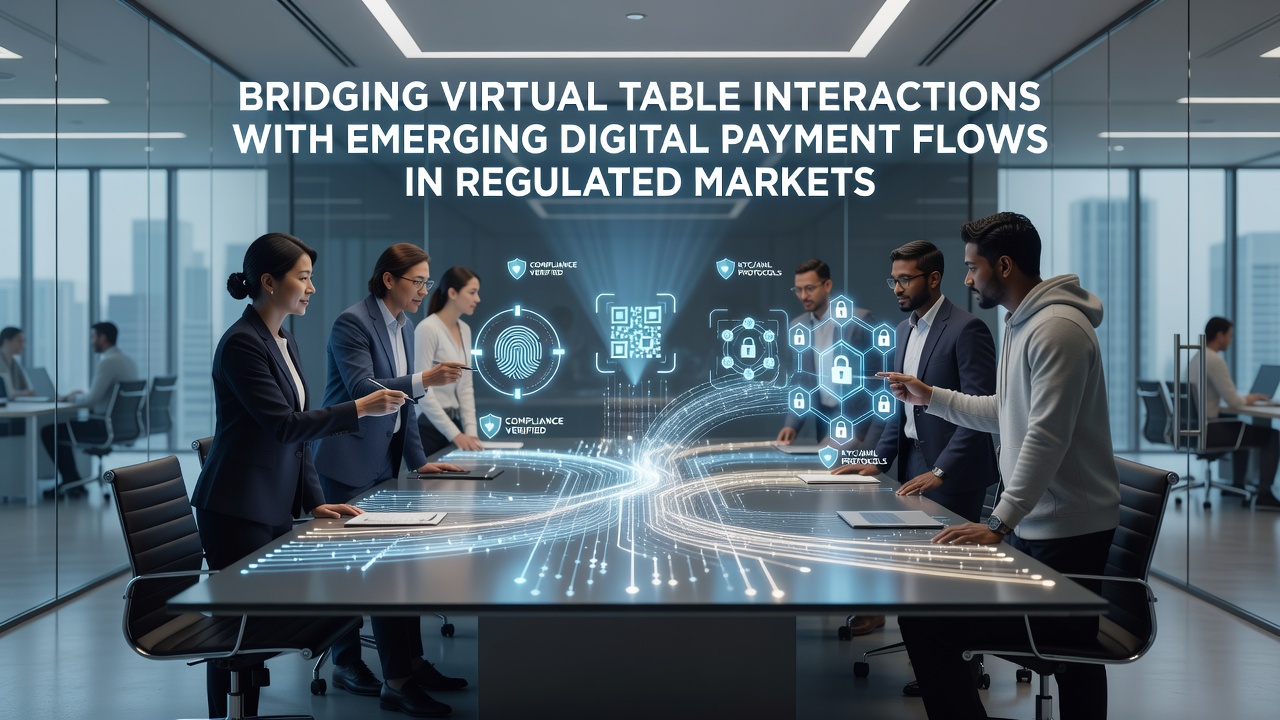 Digital payment flow connecting to virtual poker and blackjack tables in a regulated setting