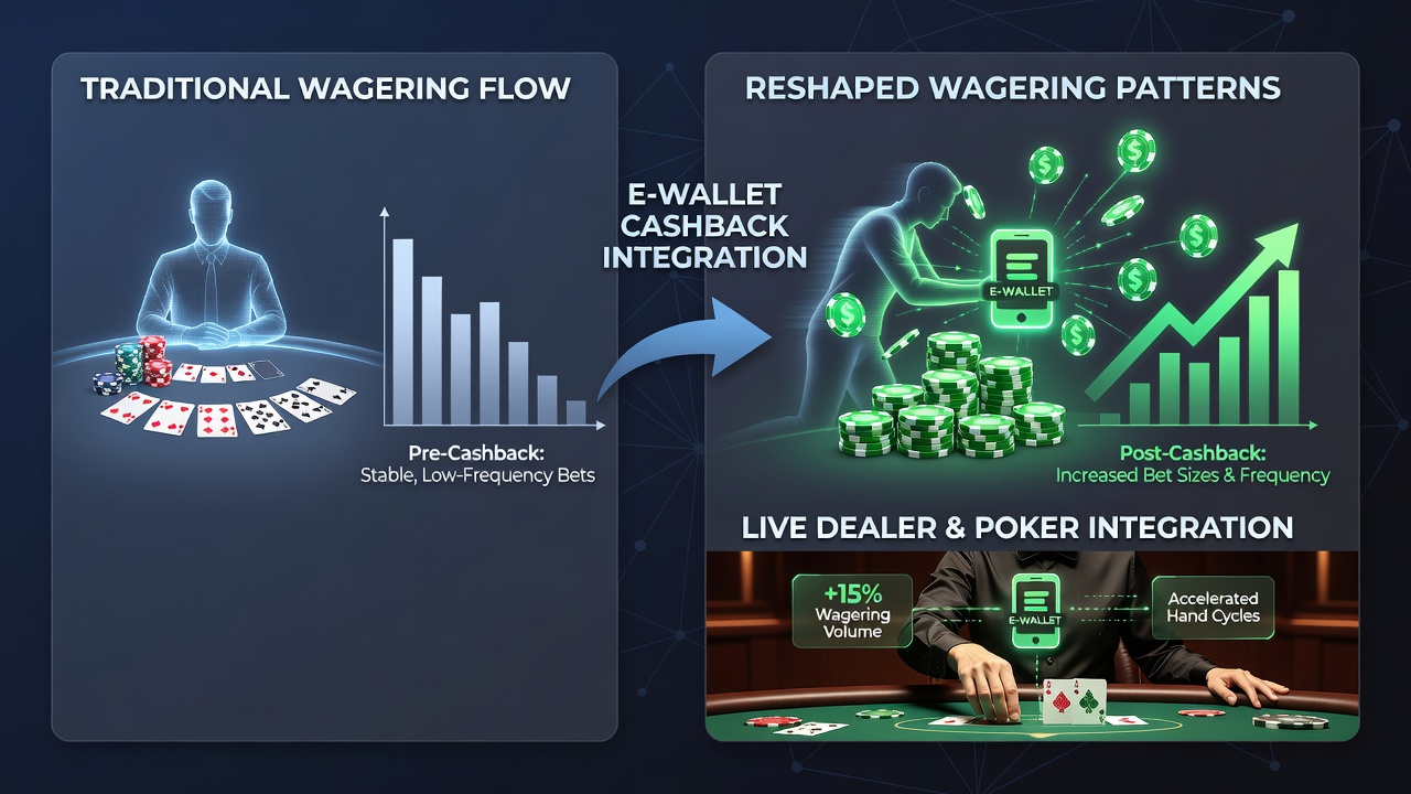 Live dealer table with players engaging in extended sessions supported by e-wallet rebates