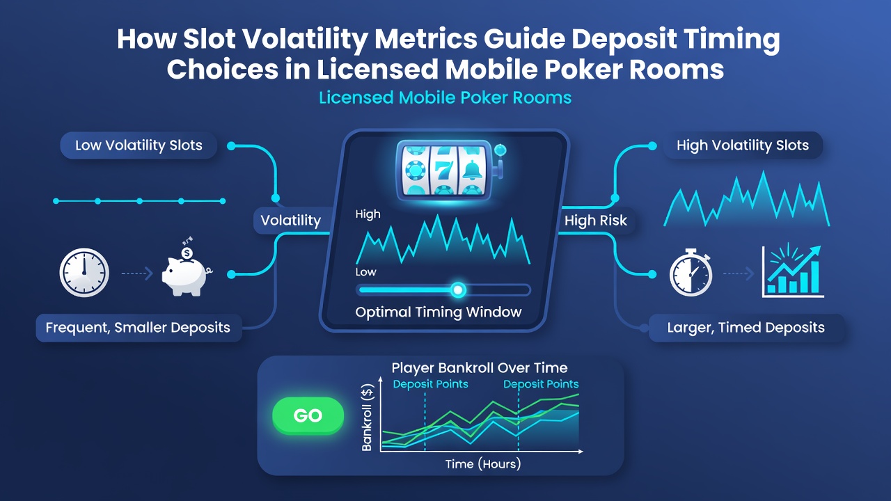 Analytics dashboard on a tablet displaying slot volatility metrics alongside poker room deposit history and timing recommendations