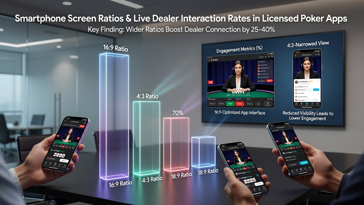 Comparison of live dealer poker interfaces on phones with different aspect ratios
