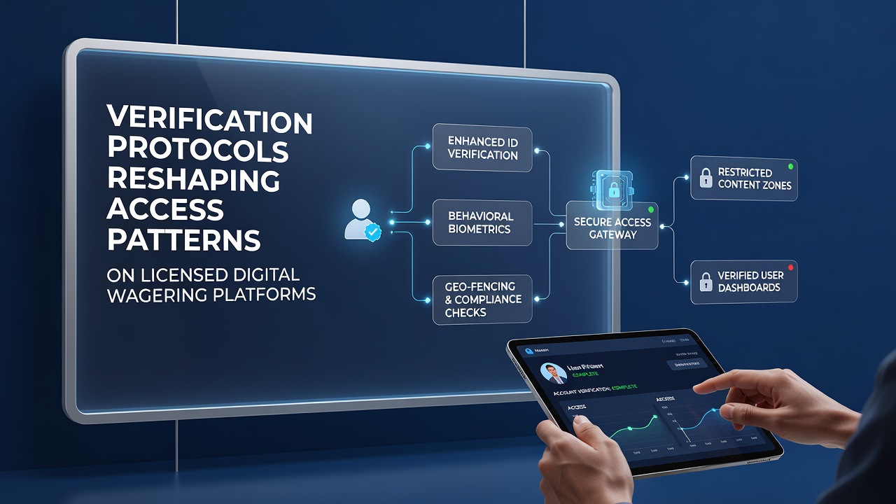 User completing biometric verification step on mobile device for licensed online wagering