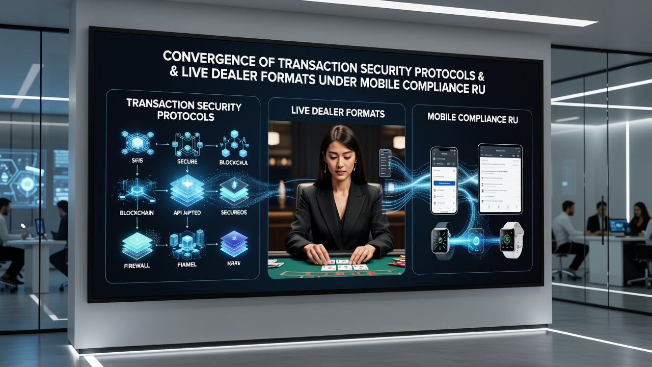 Live dealer table on mobile screen with overlaid security protocol graphics