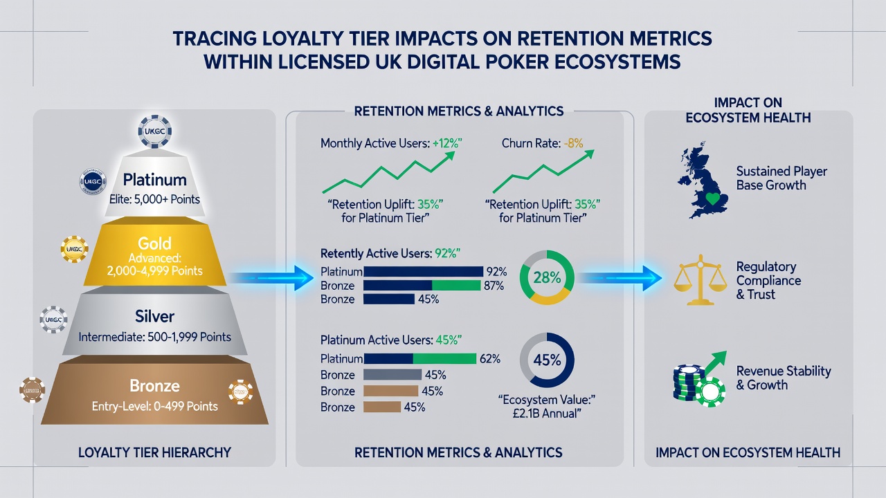 Charts illustrating retention metric variations across different loyalty tiers in UK digital poker ecosystems