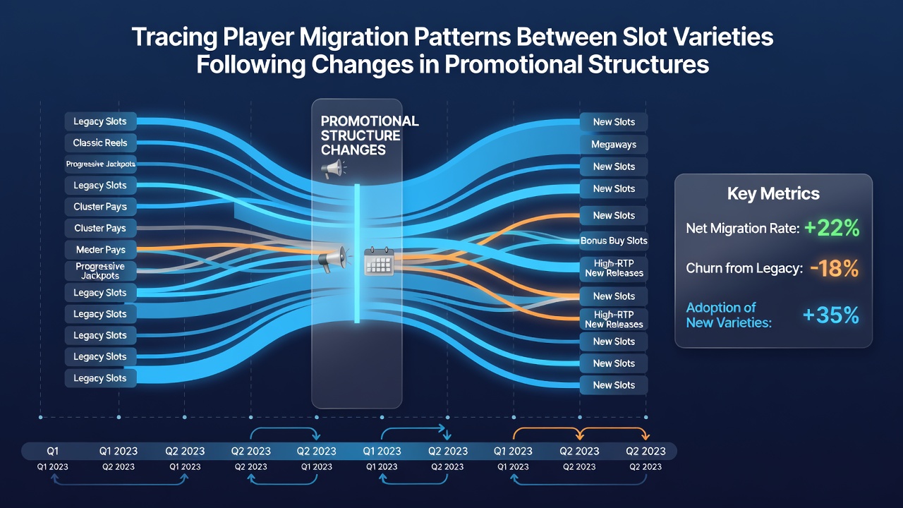 Data visualization showing player migration flows between different slot game categories