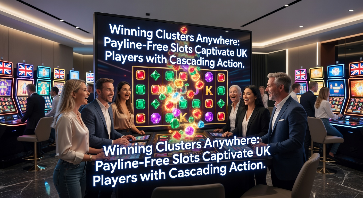Cascading reels in action on a cluster slot grid, symbols tumbling down amid glowing multipliers